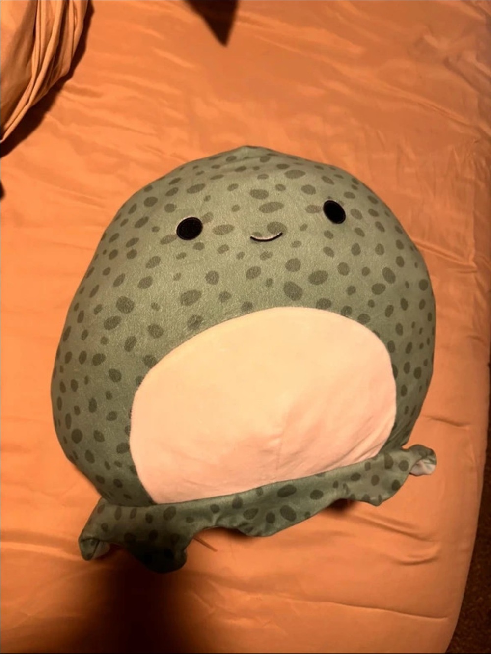 Plush Green Polka Dot Kids Pillow with Pink Belly